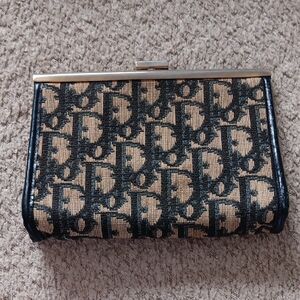 Vintage Dior Black and Tan Monogram Clutch 1970-1979